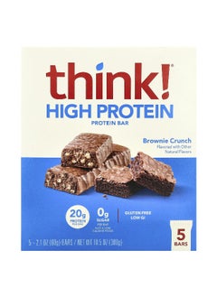 think! Think !, High Protein Bars, Brownie Crunch, 5 Bars, 2.1 oz (60 g) Each 