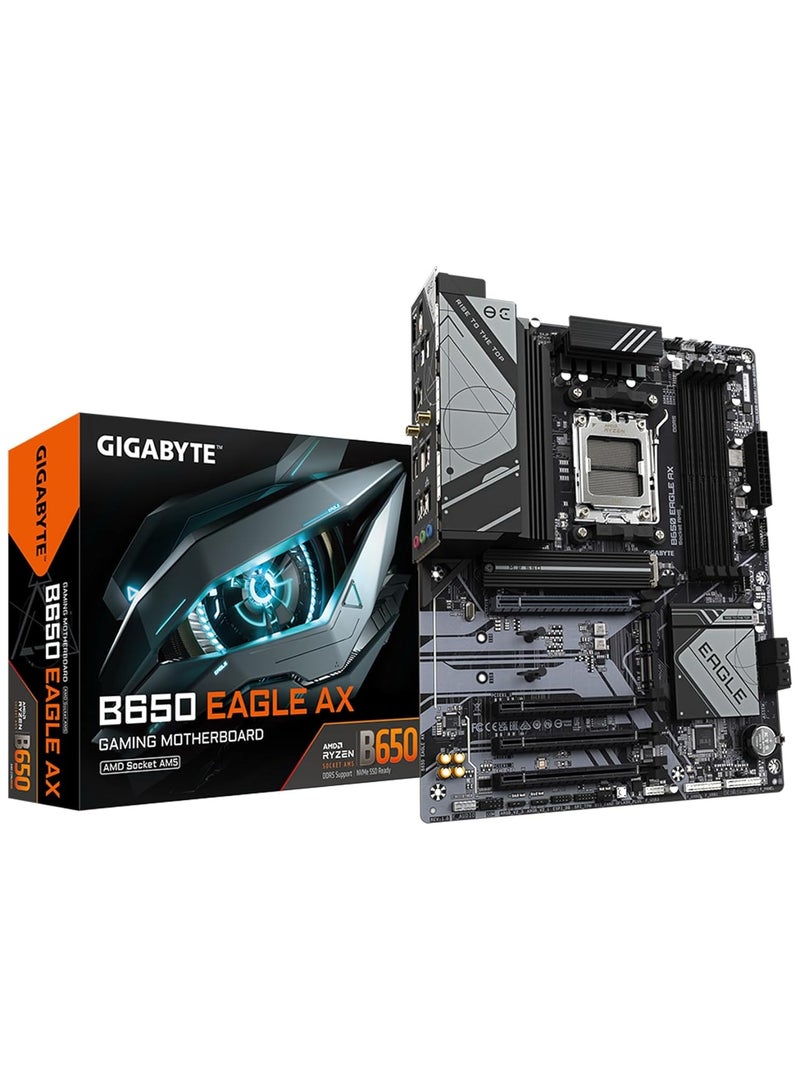 GIGABYTE B650 Eagle AX AM5 LGA 1718 AMD B650 ATX, DDR5 Triple M.2, PCIe 5.0, USB 3.2 Gen2x2 Type-C, AMD Wi-Fi 6E, Realtek GbE LAN - Image 1