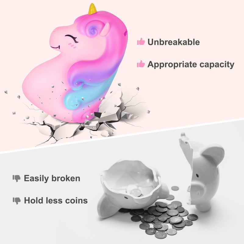 MHJY Piggy Bank Unicorn Money Bank Unbreakable Coin Bank with DIY Stickers Home Decor Birthday Easter - Image 5