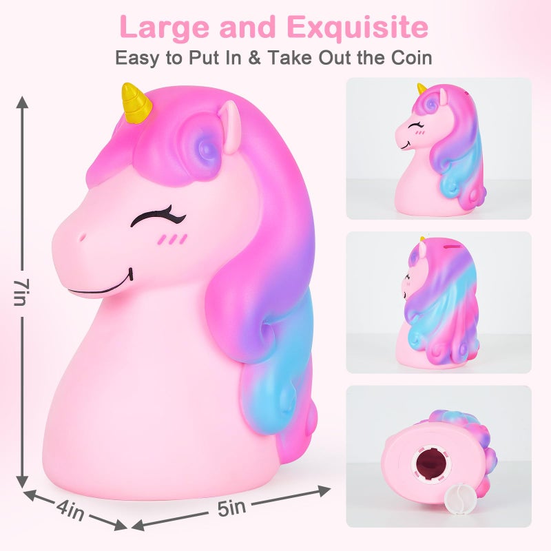 MHJY Piggy Bank Unicorn Money Bank Unbreakable Coin Bank with DIY Stickers Home Decor Birthday Easter - Image 4