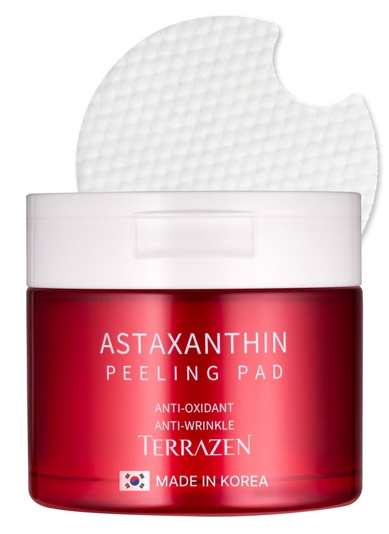 Terrazen Korean Face Skin Care Astaxantin Peeling Pads - Anti Aging & Rejuvenating with Peptide Amino Acid Gentle Peel Facial Pads  - Image 1