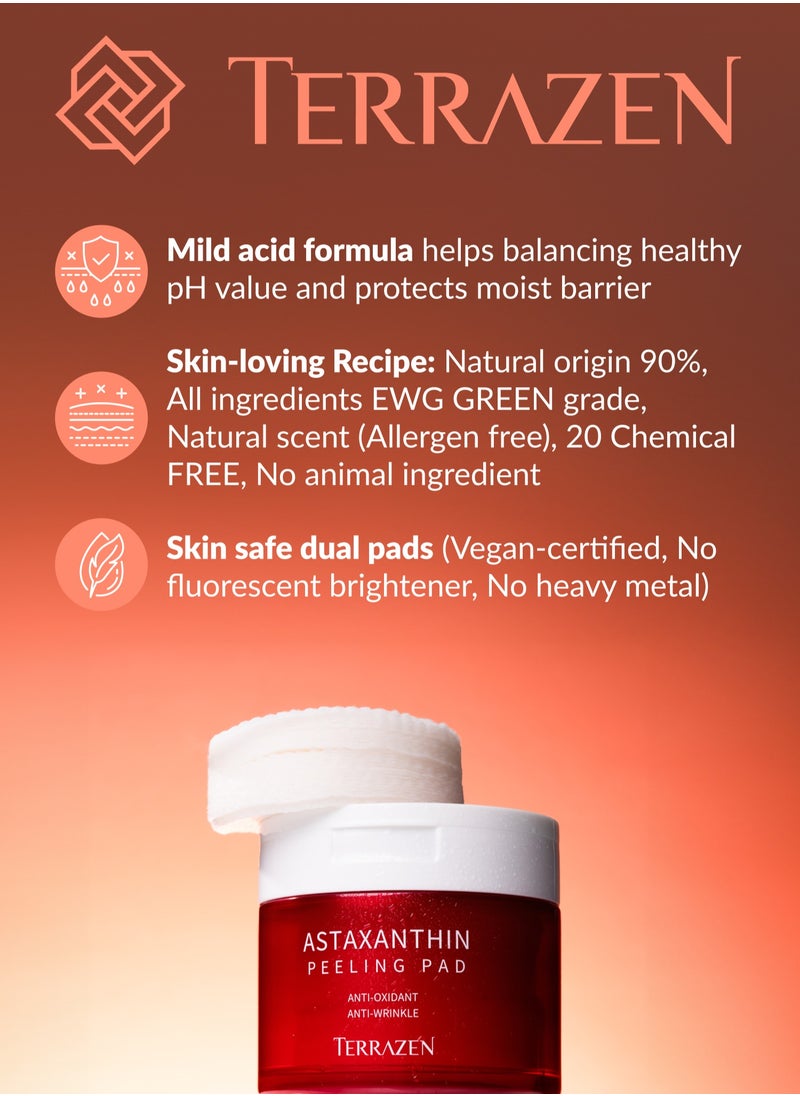 Terrazen Korean Face Skin Care Astaxantin Peeling Pads - Anti Aging & Rejuvenating with Peptide Amino Acid Gentle Peel Facial Pads  - Image 4