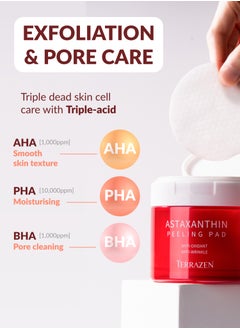 Terrazen Korean Face Skin Care Astaxantin Peeling Pads - Anti Aging & Rejuvenating with Peptide Amino Acid Gentle Peel Facial Pads  - Image 3