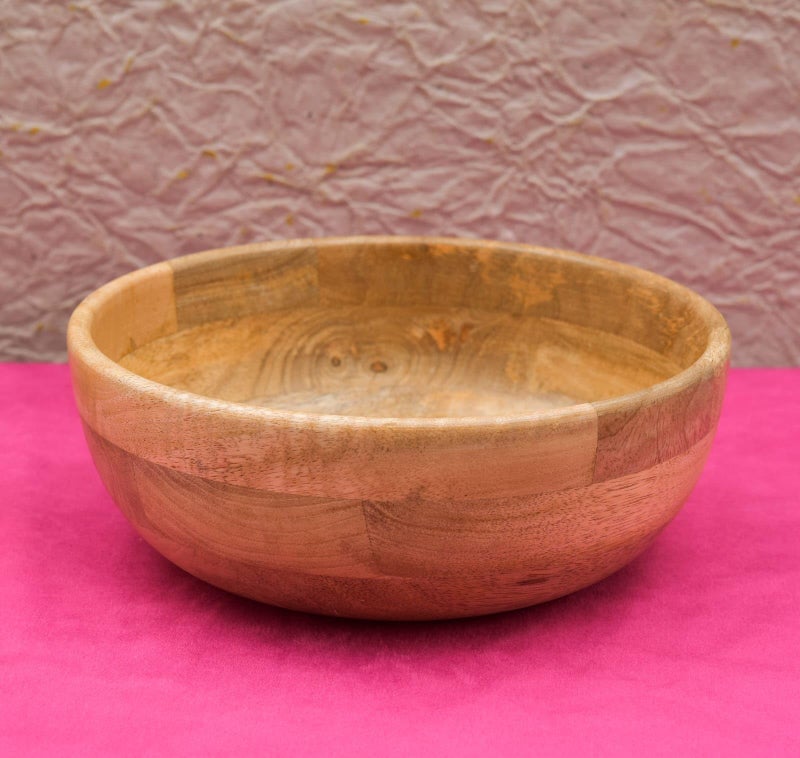 OGGN Natural Mango Wood Mixing & Serving Bowl, Handmade Wooden Salad Bowls, Antique Soup Serve Ware, Elegant Multipurpose Bowl for Salads, Soups, Snacks - Large (8 Inch) - Image 1