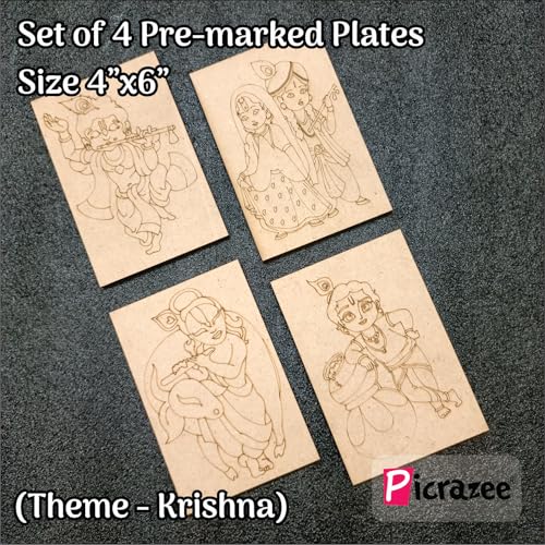 PICRAZEE DIY Art & Craft Kit With Pine MDF Base | Acrylic Colors, Brushes, Palette & Easel | Ideal For Oil & Acrylic Painting, Decoupage, Lippan, Texture Art, Resin & Kids DIY Projects (M2),Brown - Image 3