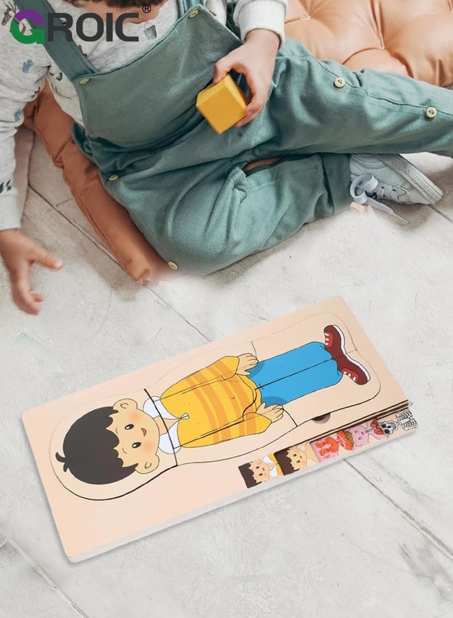 GROIC My Body Parts Puzzle for Toddlers, Kids Girls Boys Wooden Anatomy Puzzle 3-5 Years Old Preschool Learning Game Human Body Cognitive Toys, Montessori Skeleton Toy (Boys) - Image 5