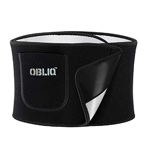 obliq Sweat Slim Belt with Mobile Holder for Men & Women Waist Stomach Shaper Fitness Yoga Wrap Unisex Weight Loss Back Pain Gym Running Travel Tummy Workout (Large (Upto 39 Inches)) Black - Image 5