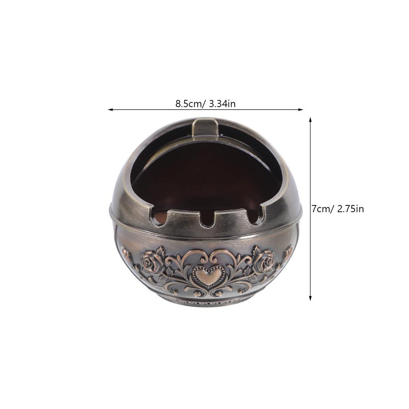 Bronze Metal Ashtray with Lid Small Round Portable Travel for Home - Image 3