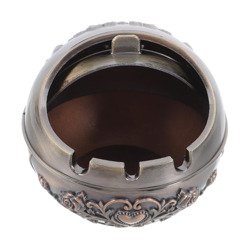 Bronze Metal Ashtray with Lid Small Round Portable Travel for Home - Image 2