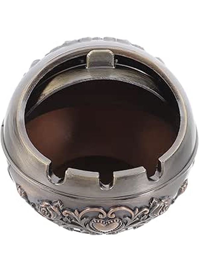 Bronze Metal Ashtray with Lid Small Round Portable Travel for Home - Image 1