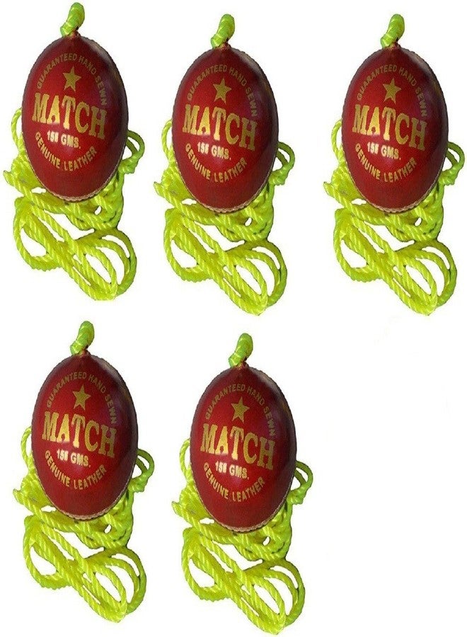 Owlix Match Red Leather Cricket Hanging, Knocking & Practice Ball (Pack of 5) Cricket Leather Ball (Standard, Pack of 1, Red) - Image 1