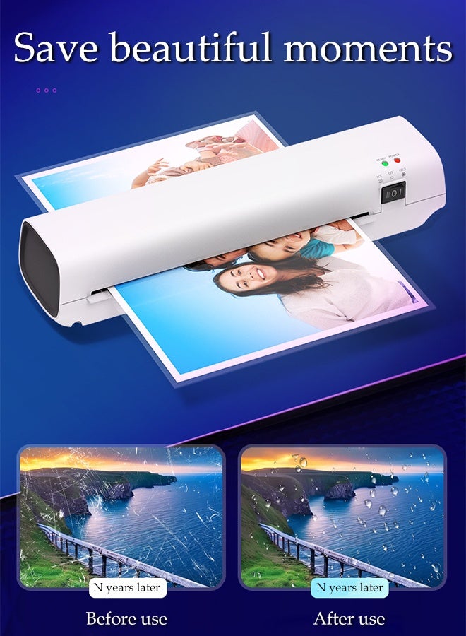 DUNISO Hot And Cold Laminating Machine,Portable A4 Laminator,with 50 sheets of Laminating Pouches,with Hot and Cold Settings,Quick Warm-up and No Bubbles,3-Min Preheat,for Home,Office, School - Image 2