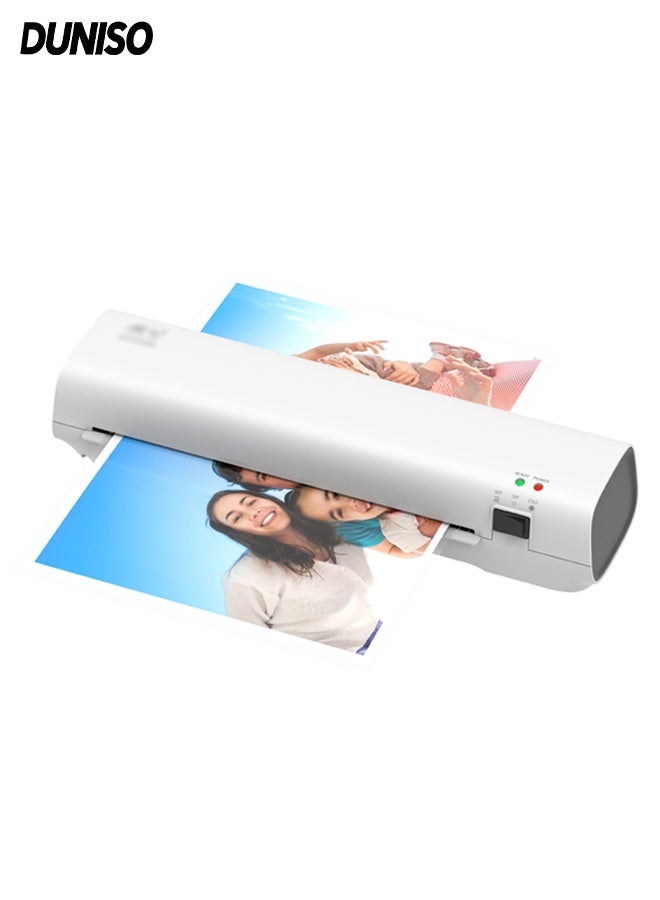 DUNISO Hot And Cold Laminating Machine,Portable A4 Laminator,with 50 sheets of Laminating Pouches,with Hot and Cold Settings,Quick Warm-up and No Bubbles,3-Min Preheat,for Home,Office, School - Image 1
