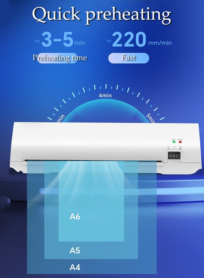 DUNISO Hot And Cold Laminating Machine,Portable A4 Laminator,with 50 sheets of Laminating Pouches,with Hot and Cold Settings,Quick Warm-up and No Bubbles,3-Min Preheat,for Home,Office, School - Image 5