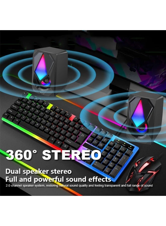 Kisonli Kisonli L‑9090 Wired Stereo Speakers – RGB LED, 3W×2, USB & 3.5 mm for PC & Gaming  - Image 2
