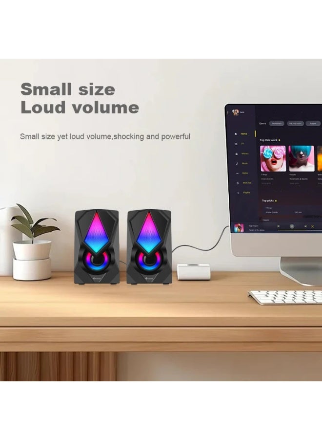 Kisonli Kisonli L‑9090 Wired Stereo Speakers – RGB LED, 3W×2, USB & 3.5 mm for PC & Gaming  - Image 5