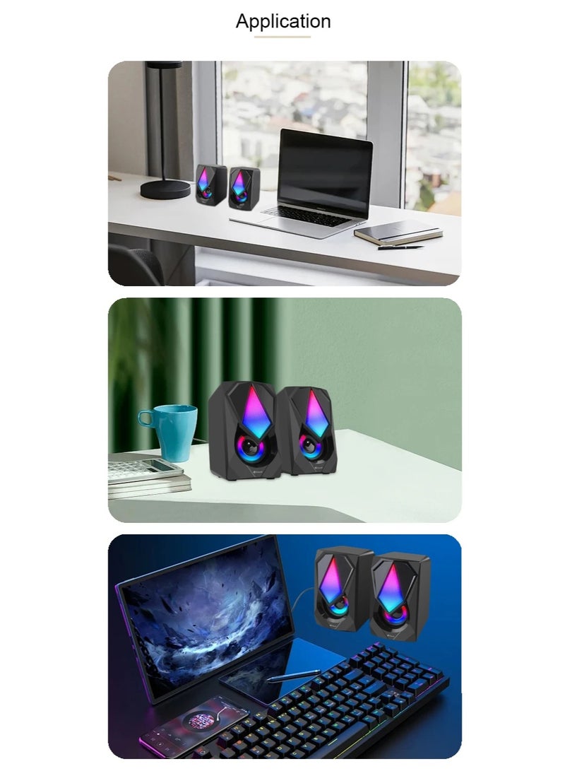 Kisonli Kisonli L‑9090 Wired Stereo Speakers – RGB LED, 3W×2, USB & 3.5 mm for PC & Gaming  - Image 4