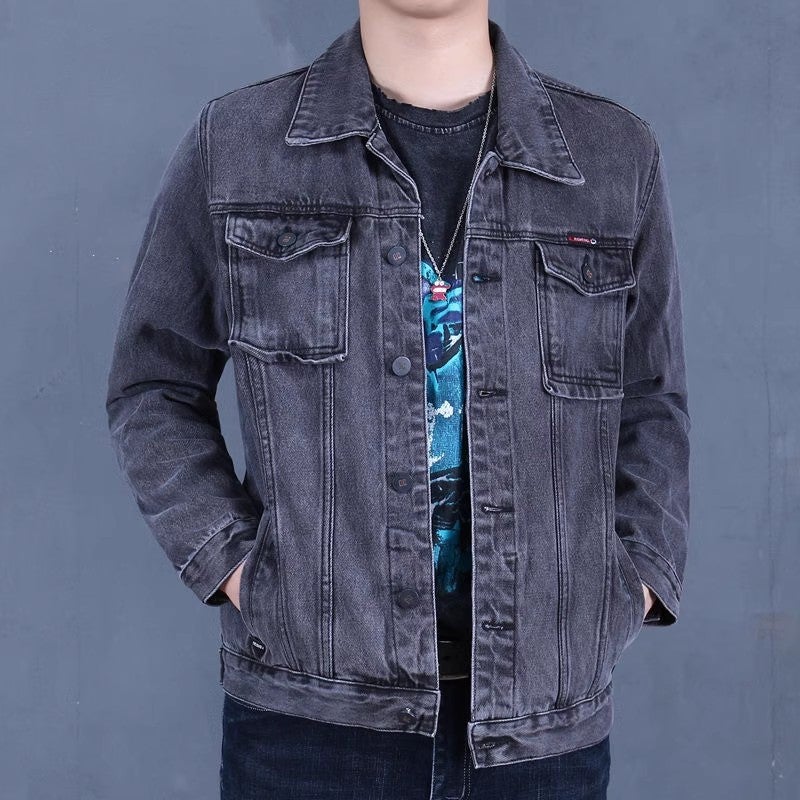 Autumn New Men's Denim Jacket Loose Wear-Resistant Multi-Pocket Trendy Brand Plus Size Men's Work Jacket Top Clothing - Image 2