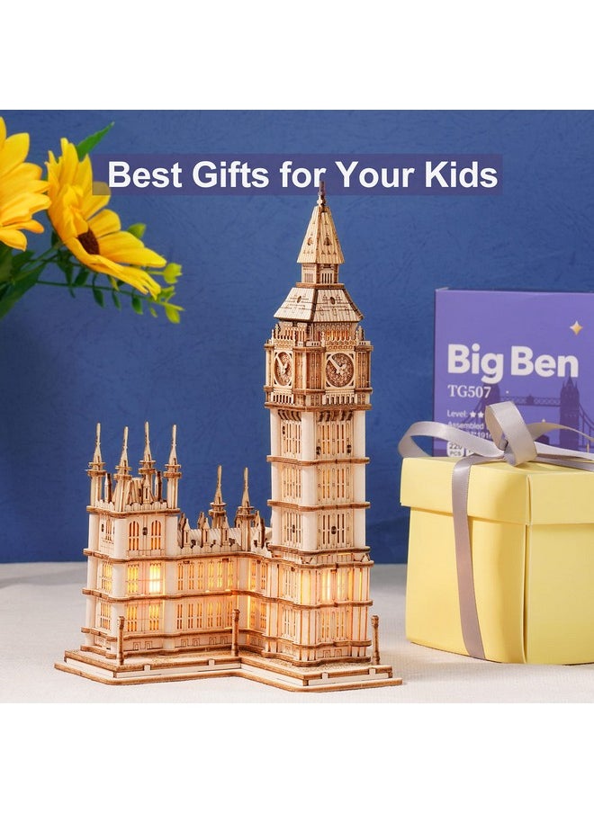 RoWood 3D Puzzles For Adults Wooden Model Kit Adult Craft Kit Gifts For Teens Age 14+ Big Ben  - Image 2