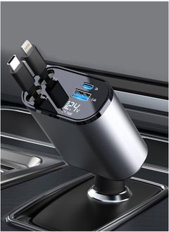 Generic 12/24V 120W Fast Car Charger with Retractable Charging Cable Fast Car Power Adapter PD20W for iPhone Type C 40W Car Bluetooth USB Charger Plug with iPhone,Samsung,Galaxy,Huawei,Xiaomi  - Image 1