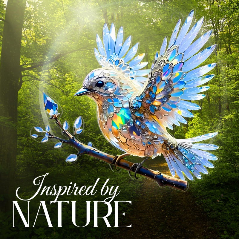Hutato Crystal Sky Bluebird Acrylic Ornament (8 Inch) - Window Hanging Spirit Bluebird Ornament, Blue Bird Ornaments Art, Lightweight Blue Bird Decor for Home or Garden, Animal Ornaments for Christmas Tree - Image 5