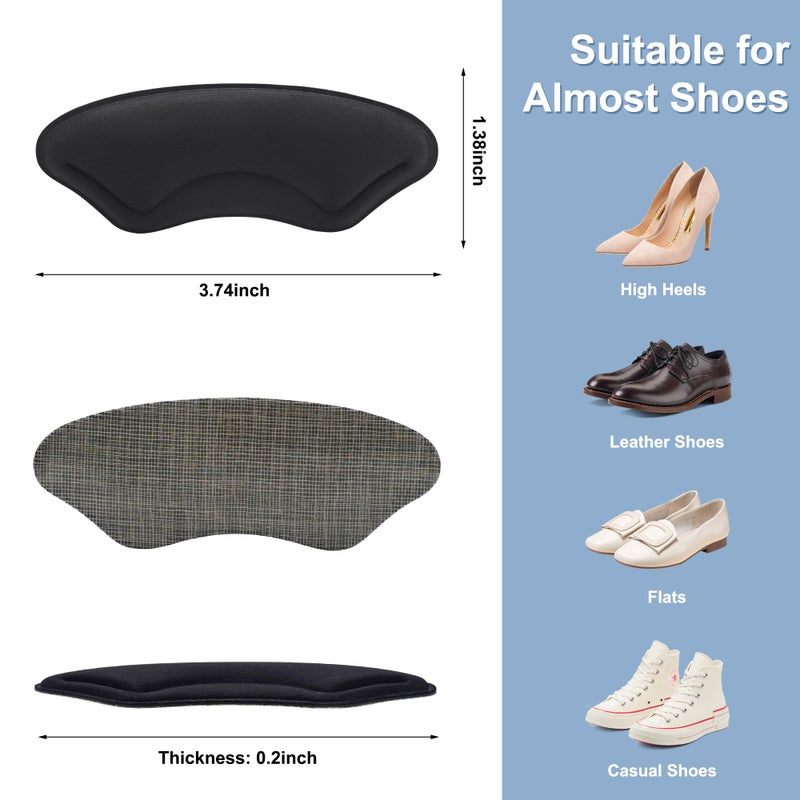 Comfowner 6 Pairs Heel Cushion Pads for Shoes Too Big, Shoe Grips Liners Heel Protectors for Loose Shoes, Heel Pain, Blisters and Rubbing, Anti Slip Shoe Filler Make Shoes Fit Tighter(Black) - Image 3