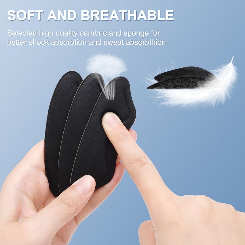 Comfowner 6 Pairs Heel Cushion Pads for Shoes Too Big, Shoe Grips Liners Heel Protectors for Loose Shoes, Heel Pain, Blisters and Rubbing, Anti Slip Shoe Filler Make Shoes Fit Tighter(Black) - Image 4