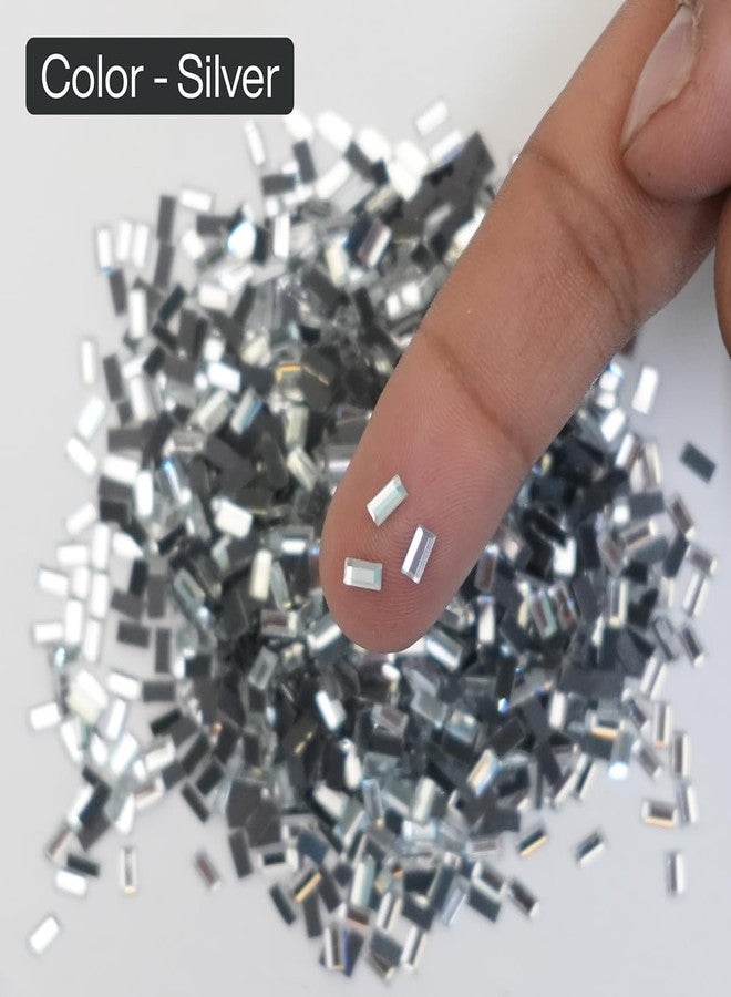 EmbroideryMaterial Hotfix Rhinestones Embellishments for Fabric, Shoes, Blouse, Embroidery, Clothes, Sticking, Crafting, Jewellery Making (Silver, Rectangle Shape, 2.5X5MM, 1440 Pieces) - Image 2