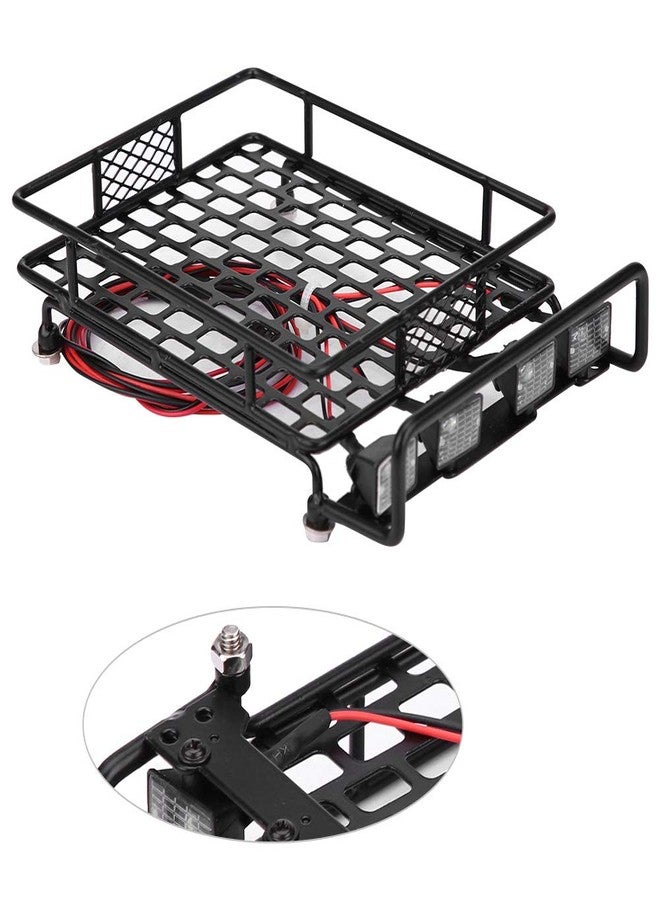 Dilwe RC Car Roof Rack, Large Size Roof Rack Luggage Carrier with Quadrate LED Light for Axial SCX10 1/10 RC Crawler Car(4 White Light Color) - Image 4