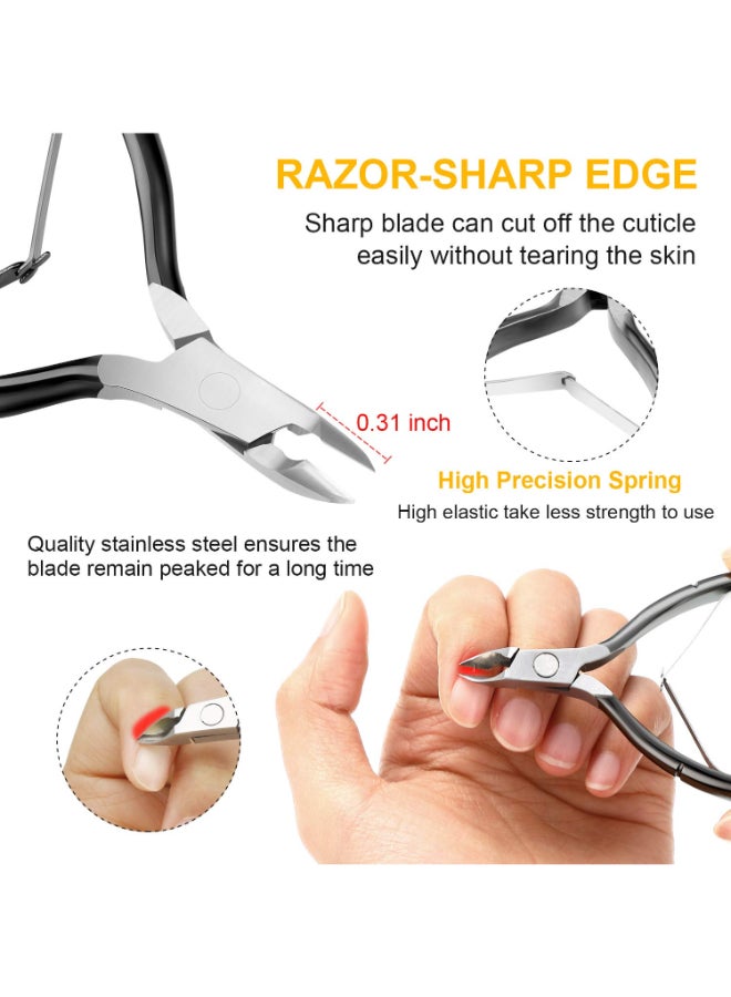 Mudder Acrylic Nail Clippers Kit False Nails Tips Cutter Professional Cuticle Trimmer Nipper Cutter Pusher Remover Stainless Steel Manicure Pedicure Art Tools Set Salon HomeBlack - Image 4