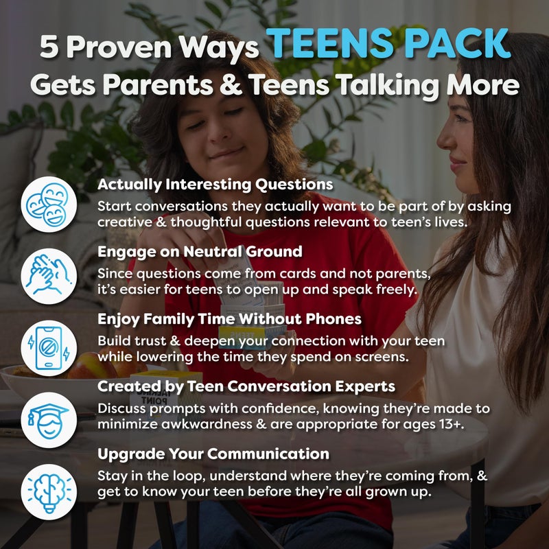 TALKING POINT CARDS 200 Teens Conversation Cards - Connecting Parents with their Teenagers - Reduce Screentime with Fun & Deep Conversation - Avoid Conflict, Improve Communication & Learn More About Your Teen Boy or Girl - Image 2