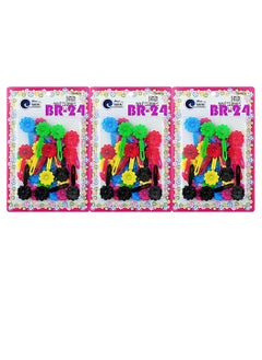 TARA Tara Girls Self Hinge Multi Design Plastic Bow Hair Barrettes Selection Pack Of 3 (BR-24)  - Image 1