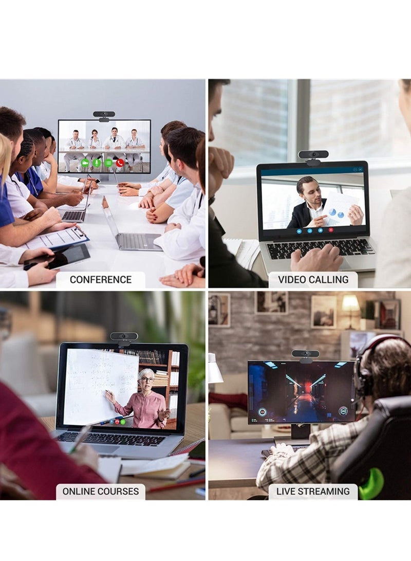 كاميرا ويب USB للكمبيوتر مزودة بميكروفون مدمج وشبكة عالية الدقة رقمية مباشرة على سطح المكتب والكمبيوتر المحمول وعقد اجتماعات الفيديو عبر الإنترنت (1080 بكسل) - Image 3