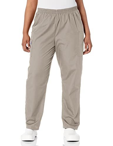 CHEROKEE Women's Workwear Elastic Waist Cargo Scrubs Pant, Khaki, Small - Image 1