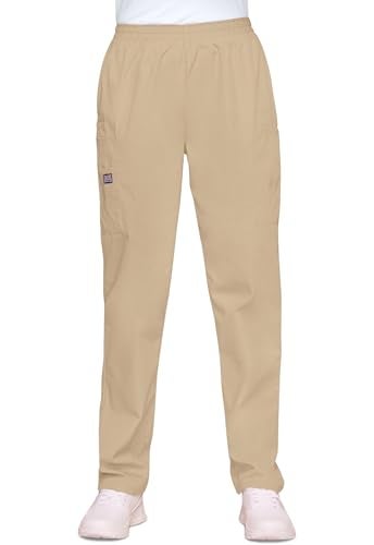 CHEROKEE Women's Workwear Elastic Waist Cargo Scrubs Pant, Khaki, Small - Image 4