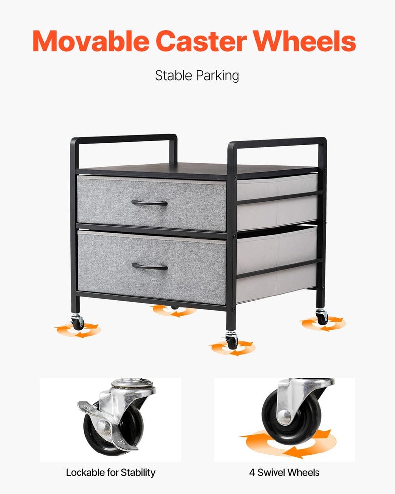 VEVOR Mini Fridge Stand with Storage, 176 lb-Capacity Mini Fridge Table with 2 Drawers & 4 Swivel Wheels, Mobile Mini Fridge Shelf, Gray Mini Fridge Organizer for Dorm, Apartment, Office, Bedroom - Image 4