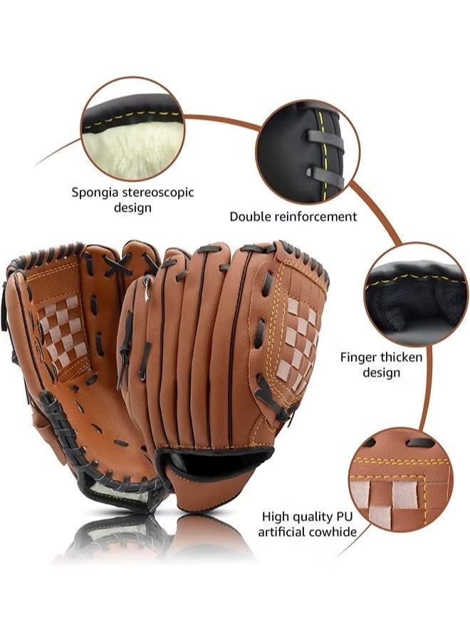 هيبلز قفاز بيسبول، قفاز سوفتبول متين مبطن بجلد PU، قفاز بيسبول مقاس 12.5 بوصة لليد اليسرى، مناسب للرمي باليد اليمنى، قفاز بيسبول للأطفال والشباب والكبار والمبتدئين ولاعبي الدفاع الداخلي - Image 3