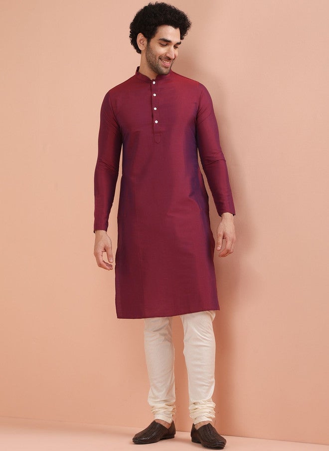 KISAH Men Regular Printed Kurta Nehru Jacket with Churidar Set - Image 4