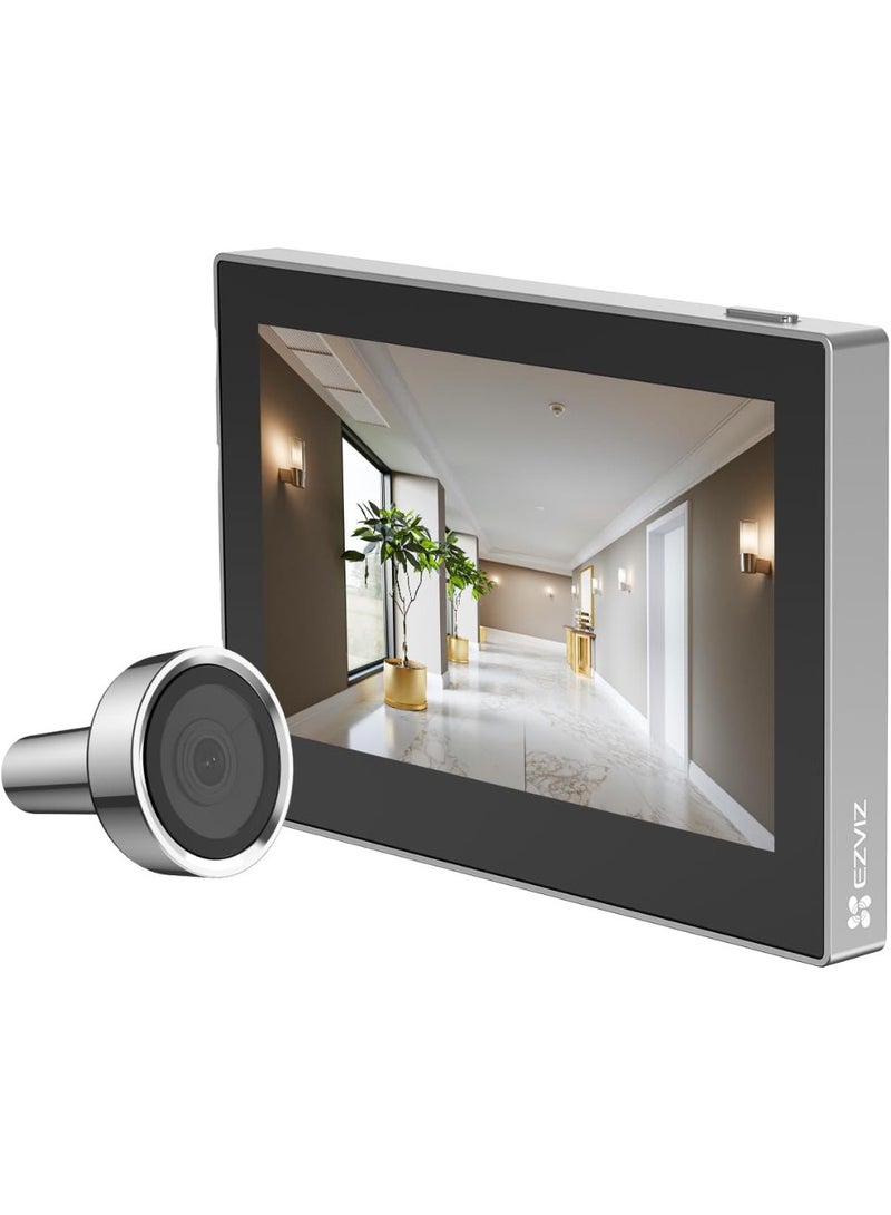 EZVIZ Peephole Camera CP2, Door Viewer Camera, Wireless with 4.3" Monitor, 14–26mm Hole, 35–105mm Door Thickness, 2.4GHz Wi-Fi, 1080P HD Video, 90-Day Battery, Indoor Colour Screen, Privacy Protection (Silvery) - Image 1