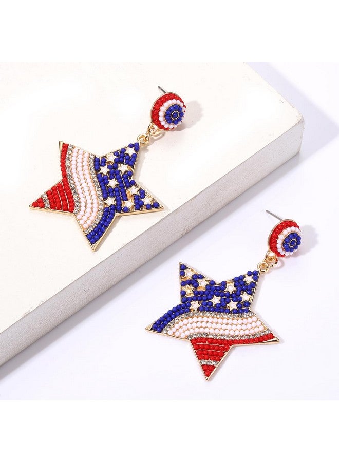 سيالكسهيني أقراط الرابع من يوليو، أزياء الرابع من يوليو للنساء، إكسسوارات الرابع من يوليو، أقراط بحروف وطنية للولايات المتحدة، أقراط نجمة العلم الأمريكي المصنوعة من الخرز (النجمة 3) - Image 2