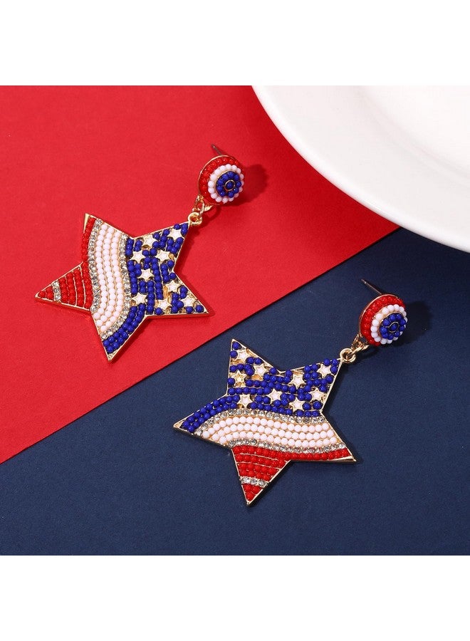 سيالكسهيني أقراط الرابع من يوليو، أزياء الرابع من يوليو للنساء، إكسسوارات الرابع من يوليو، أقراط بحروف وطنية للولايات المتحدة، أقراط نجمة العلم الأمريكي المصنوعة من الخرز (النجمة 3) - Image 5