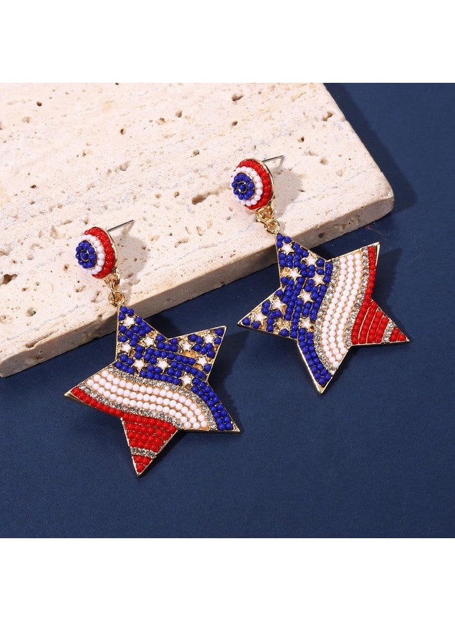 سيالكسهيني أقراط الرابع من يوليو، أزياء الرابع من يوليو للنساء، إكسسوارات الرابع من يوليو، أقراط بحروف وطنية للولايات المتحدة، أقراط نجمة العلم الأمريكي المصنوعة من الخرز (النجمة 3) - Image 4