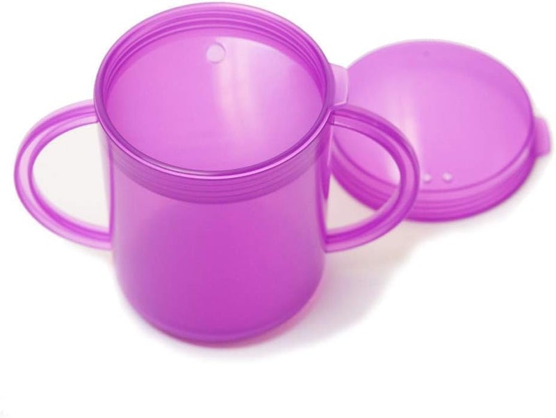 TalkTools Recessed Lid Cup with Handles - Leak Proof | Promotes Oral Motor Skills, Lip Closure, and Self Feeding | Alternative to Sippy Bottle | Food Grade Materials | Dishwasher Safe (Purple) - Image 2