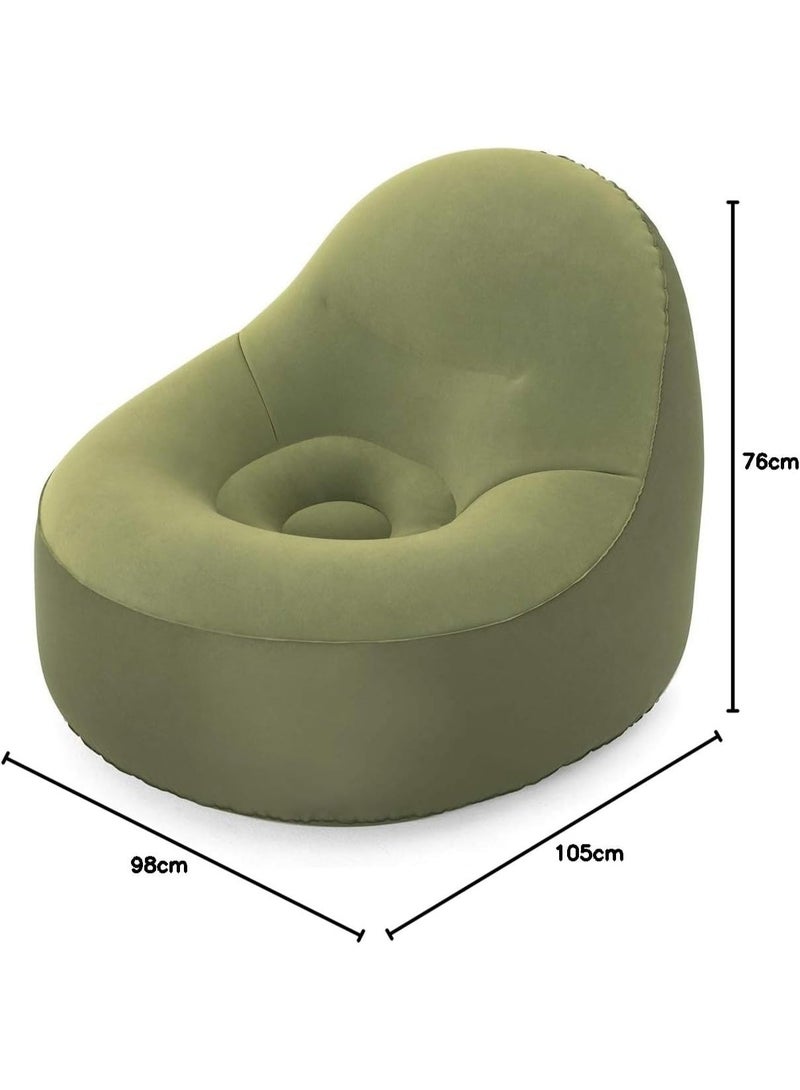 Bestway Round Inflatable Air Chair with Comfortable Velvet Surface – Inflatable Chair for Indoor and Camping Relaxation – Easy to Inflate and Store – Dimensions: 105 x 98 x 76 cm – Model 75082 – Green - Image 4