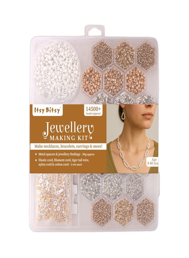 itsy-bitsy Itsy Bitsy My Beads Studio Jewellery Making Kit Gold & Silver Assorted Craft Beads Organised Box DIY Bracelet Set, Jewellery Making kit DIY Beads Craft Set - Image 1