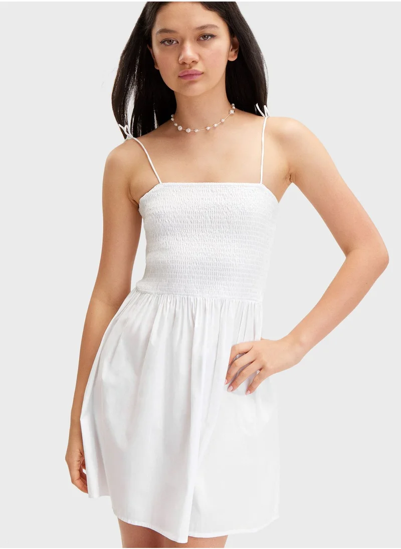 MONKI Ruched Tiered Dress