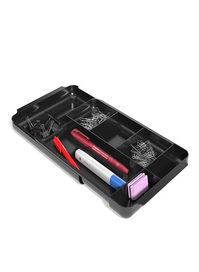 TRU RED منظم أدراج بلاستيكي قابل للتوسيع من TRU RED، 7 أقسام، أسود - تخزين مكتبي وأدراج قابل للتعديل للوازم المكتبية - Image 1