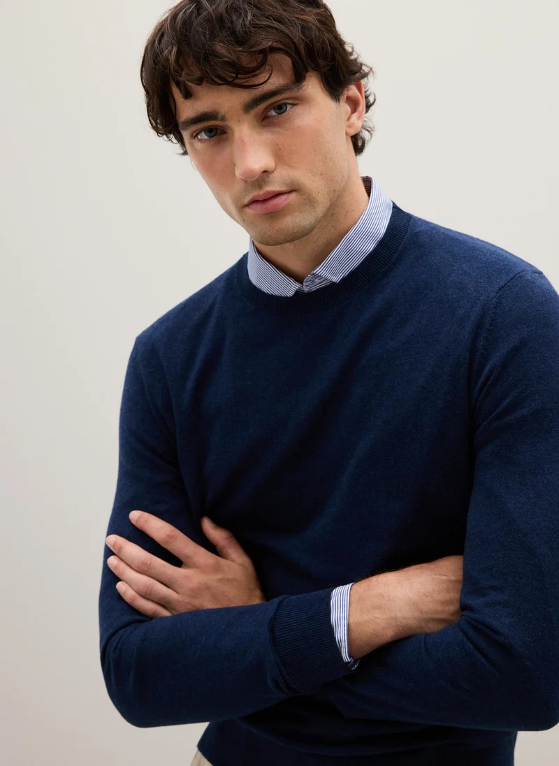 او في اس OVS Blue Jumper In Cotton And Polyamide Blend