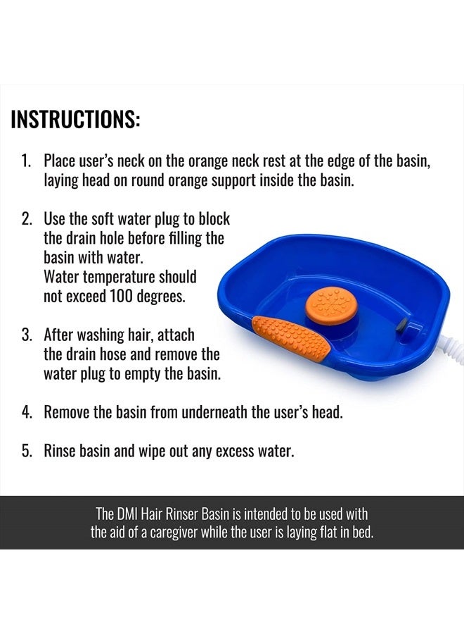 DMI Portable Shampoo Bowl for Bedside and Hair Washing, Hair Cuts and Coloring for the Elderly, Disabled, Bedridden and Handicapped, Blue - Image 5