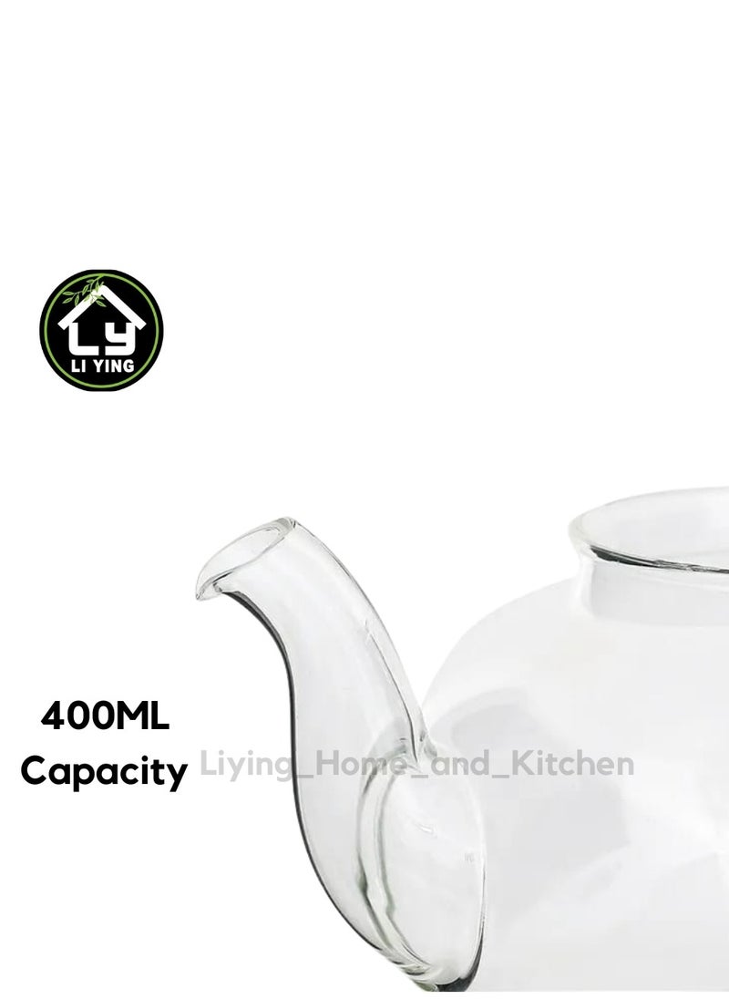 Generic - Liying 400ML Pyrex Glass Teapot with Stainless Steel Infuser Lid Stovetop Tea Pot Blooming and Loose Leaf Hand Crafted Kettle for Home Tea Party #1 - Image 1